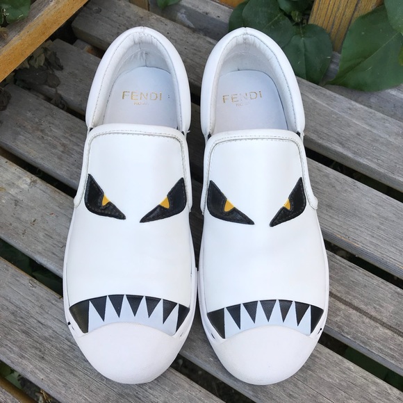 🚫SOLD FENDI White Monster Eyes Slip-On Shoes - Picture 2 of 8